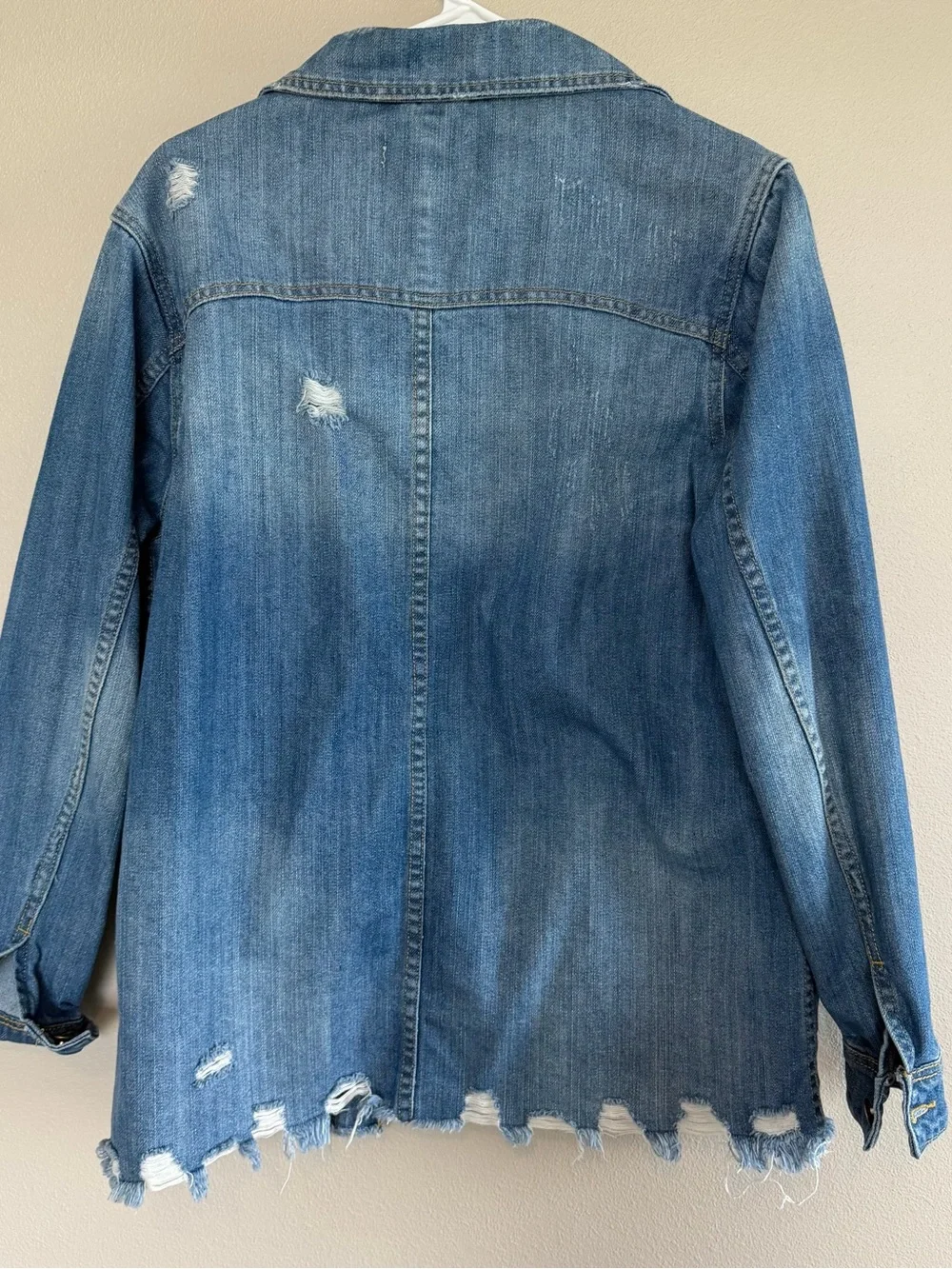 Sanctuary Blue Distressed Denim Jean Jacket - Picture 2 of 4